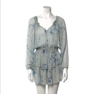 Loveshack fancy blue long sleeve short dress